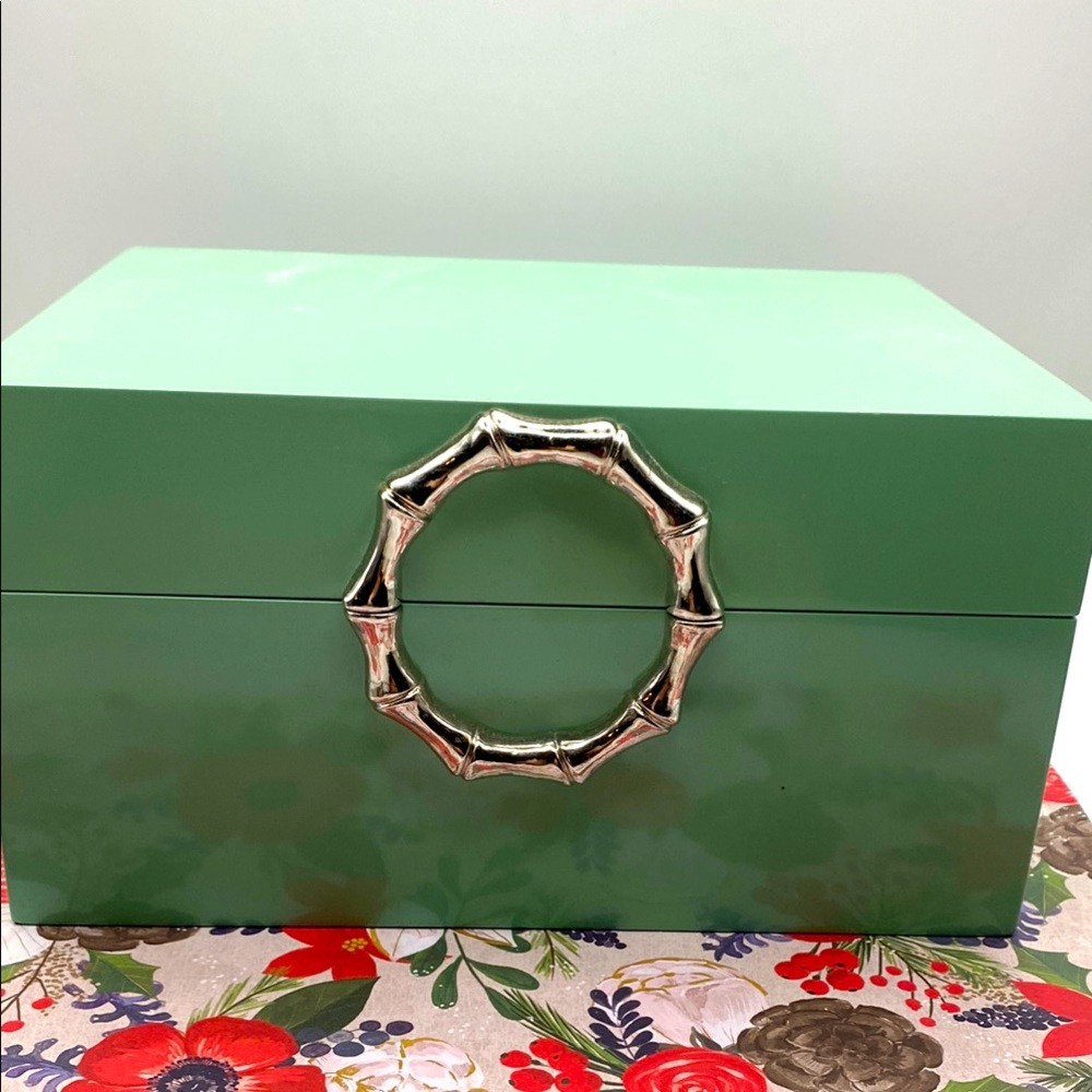Nicole Miller Home Aqua Color Decorative Jewelry Box With Silver Accent